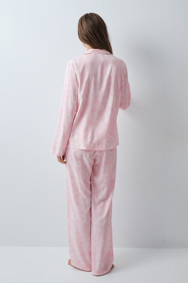 Women'secret Pijama larga camisera estampado floral bicolor rosa