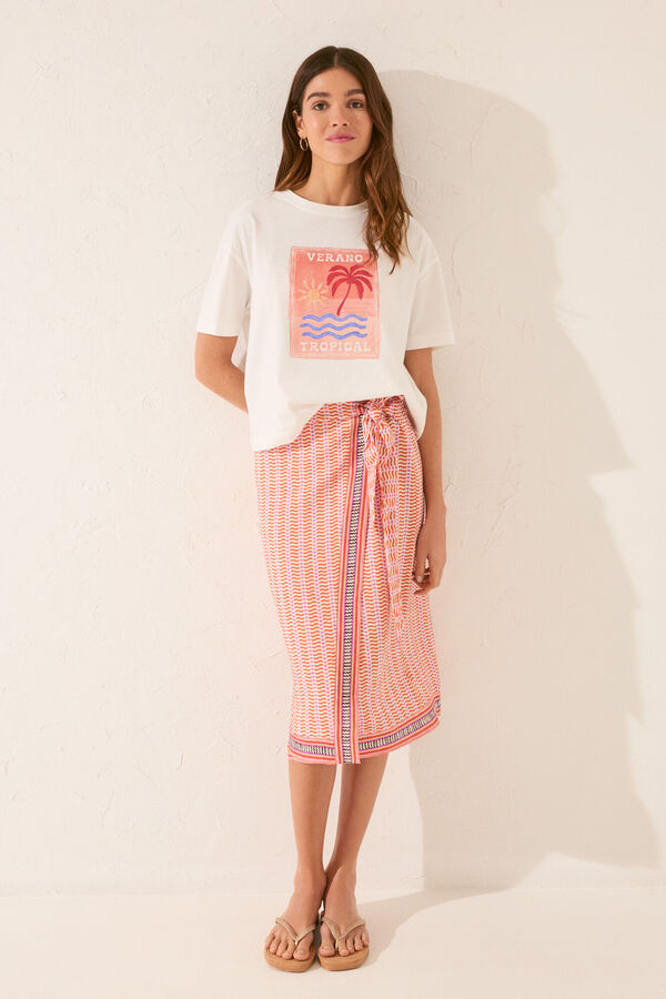 Womensecret Playera boxy 100% algodón blanca marfil