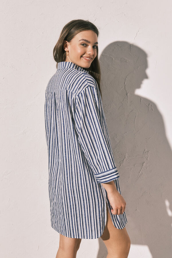 Women'secret Playera de dormir corta camisera de rayas azul azul