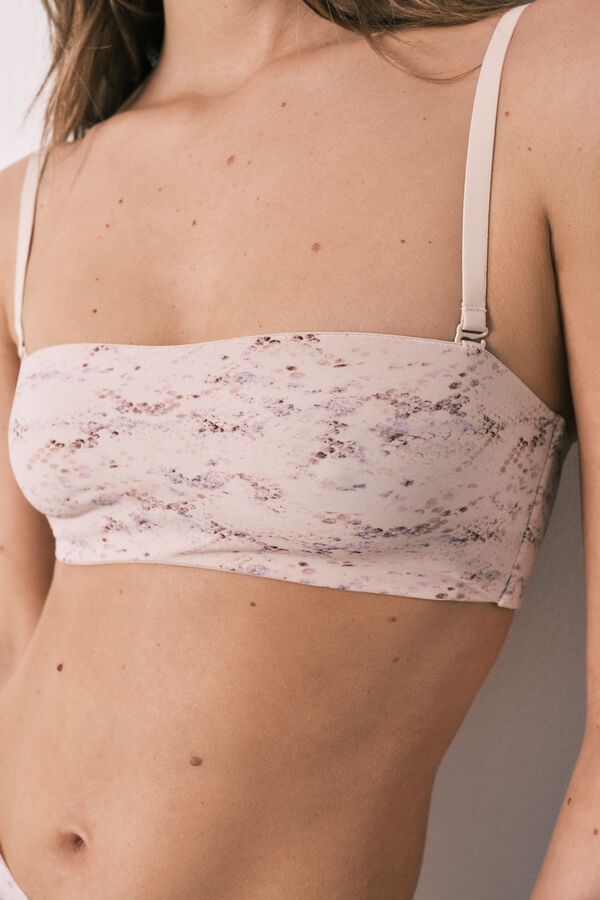 Women'secret Brasier bandeau sin costuras estampado de serpiente blanco