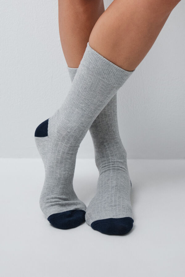 Women'secret Pack 3 calcetines lisos rombos gris estampado