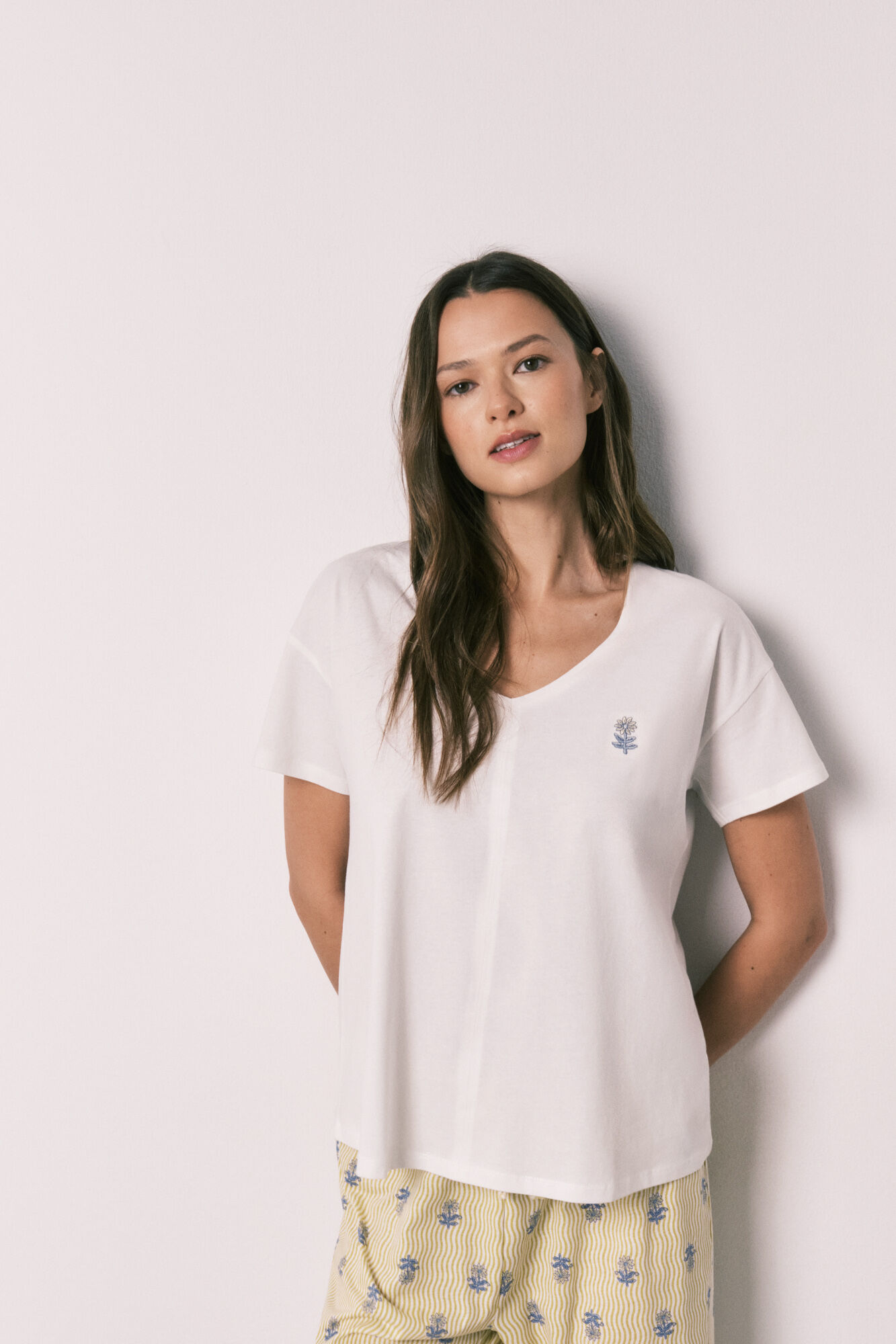 Women'secret Pijama capri de algod&oacute;n blanco