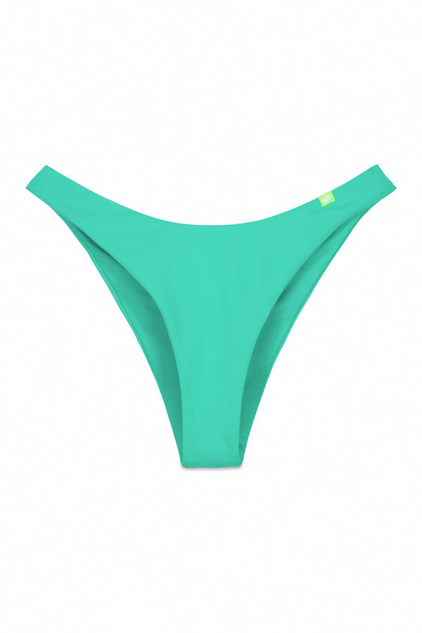 Womensecret Panty de bikini brasileña con frunces verdes verde