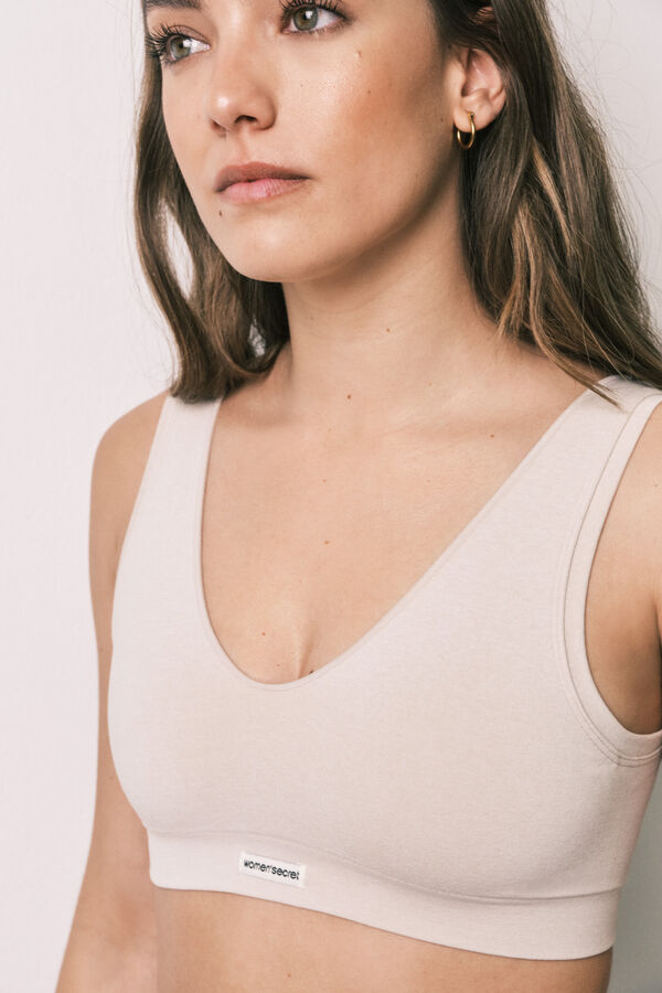 Women'secret Top halter sin costuras beige beige