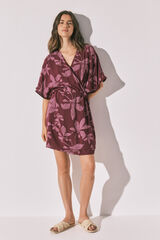 Women'secret Playera de dormir corta estampado de flores p&uacute;rpura