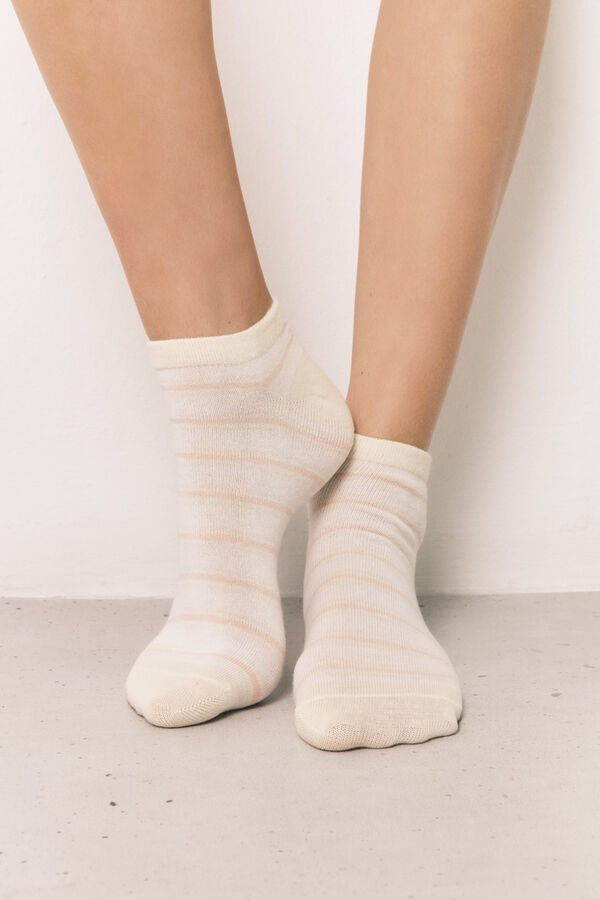 Women'secret Pack de 3 calcetines cortos estampados y texturizados kaki estampado