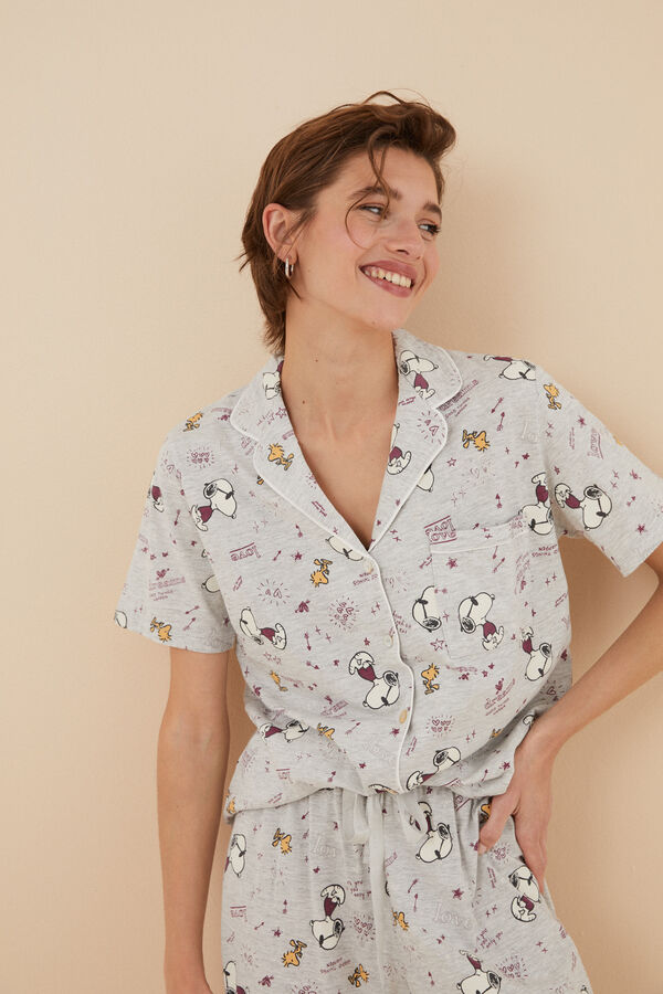 Womensecret Pijama camisera 100% algodón Snoopy gris