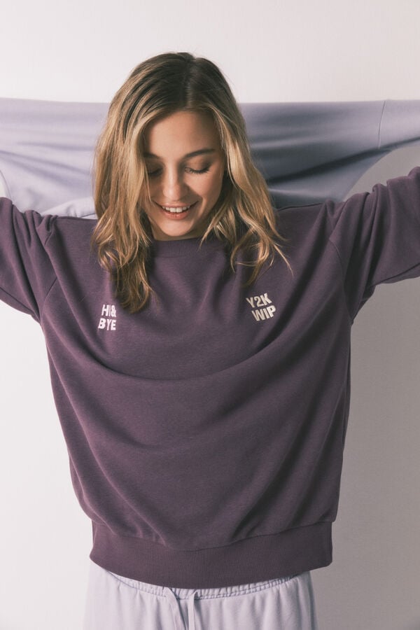 HI&BYE Sudadera afelpada de algod&oacute;n morada morado/lila