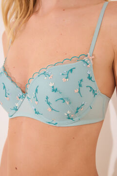 Womensecret GORGEOUS brasier push up bordado con flores celestes azul