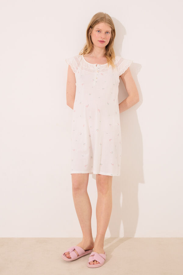 Womensecret Camisón de premamá de algodón blanco blanco