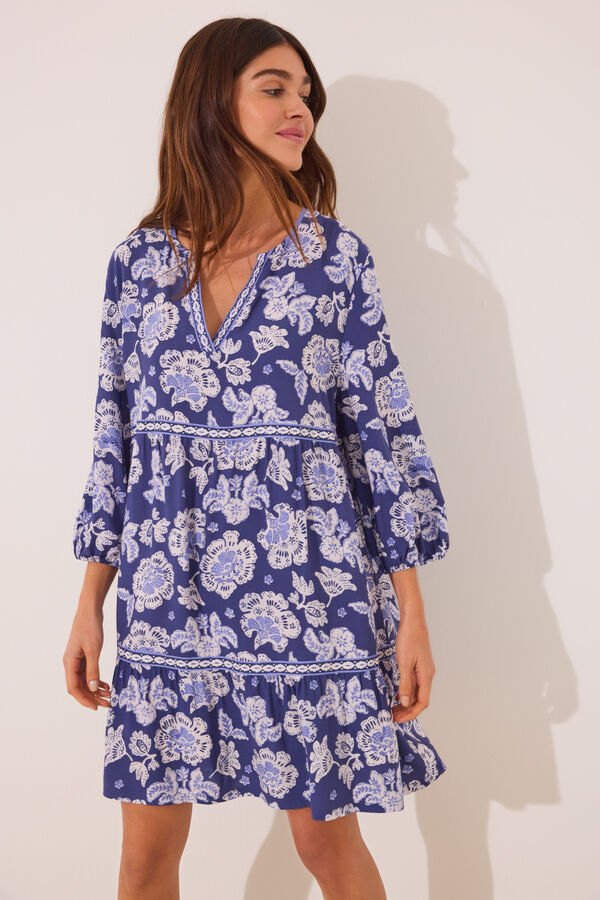 Womensecret Playera de dormir de viscosa con estampado azul estampado