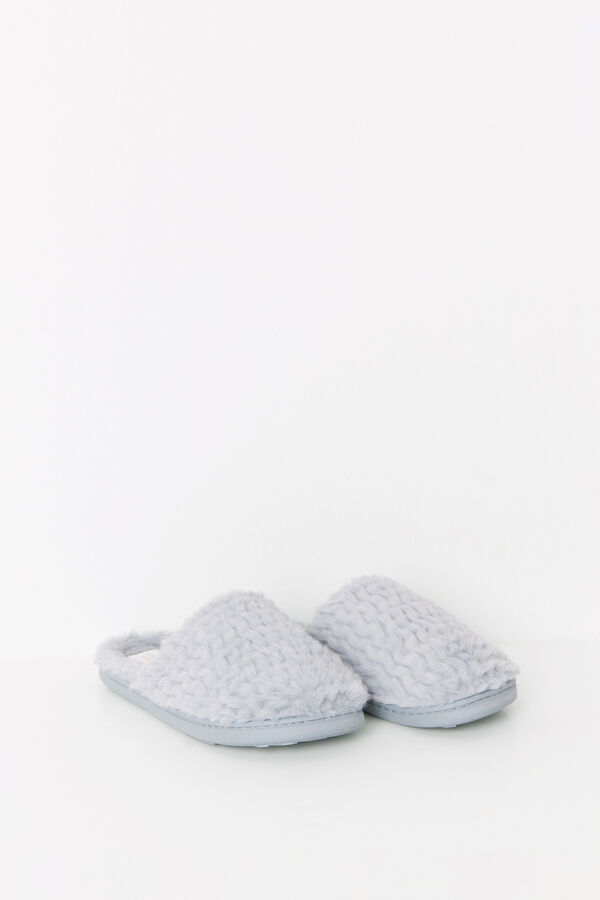 Womensecret Pantuflas casa tejido pelo gris gris