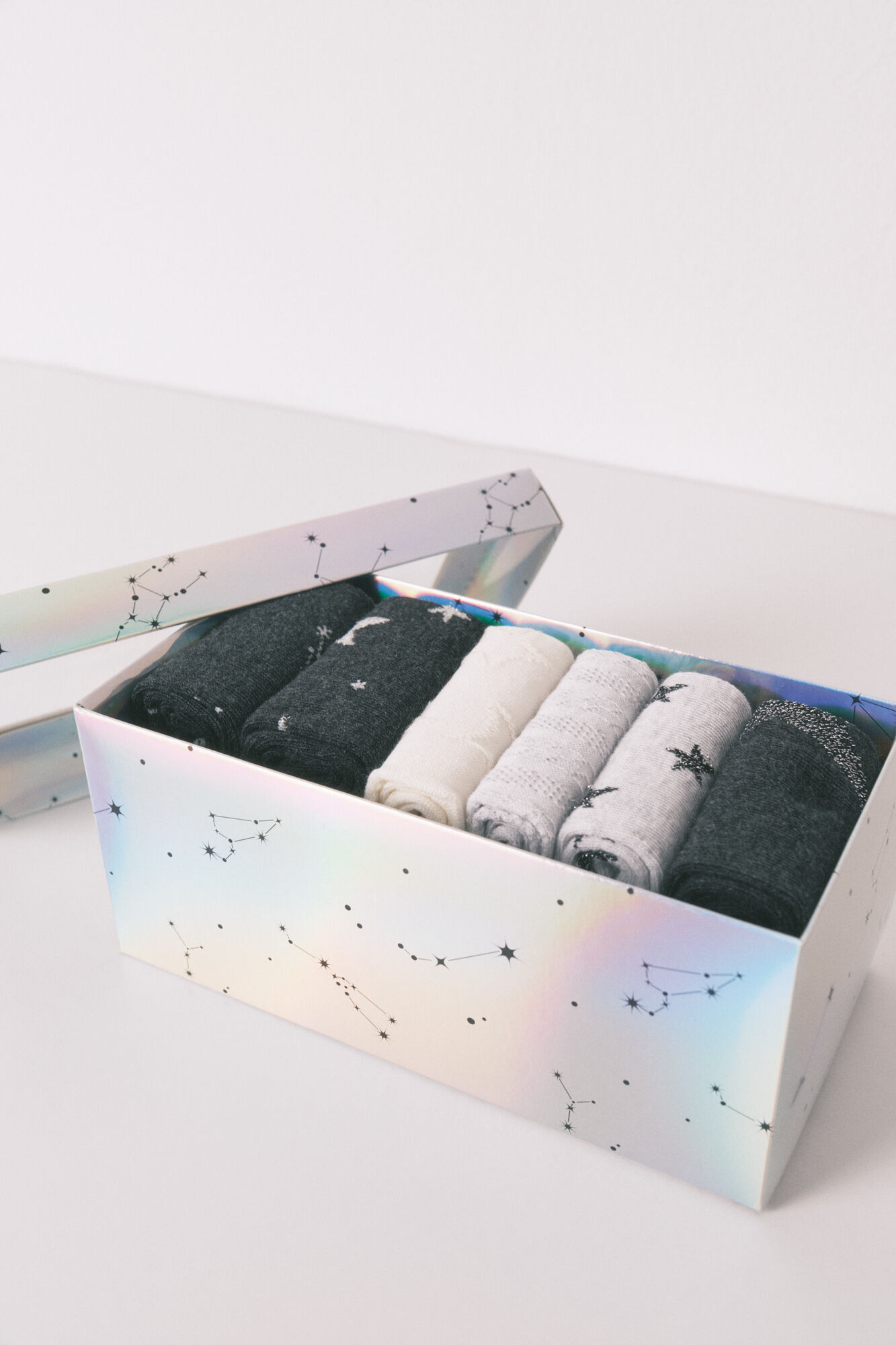 Women'secret Pack de 6 calcetines largos de algod&oacute;n con estrellas  