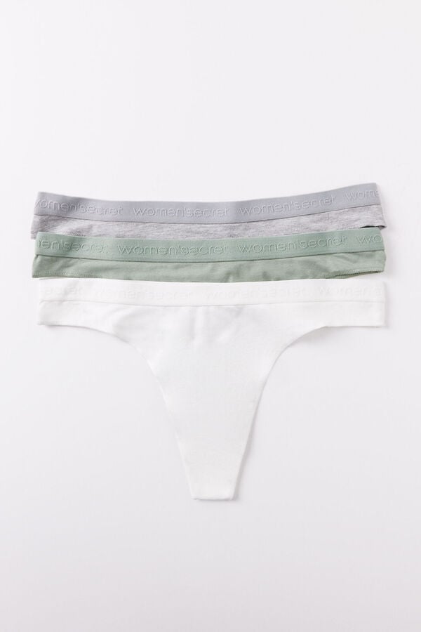 Womensecret Pack 3 tangas algodón logo blanco
