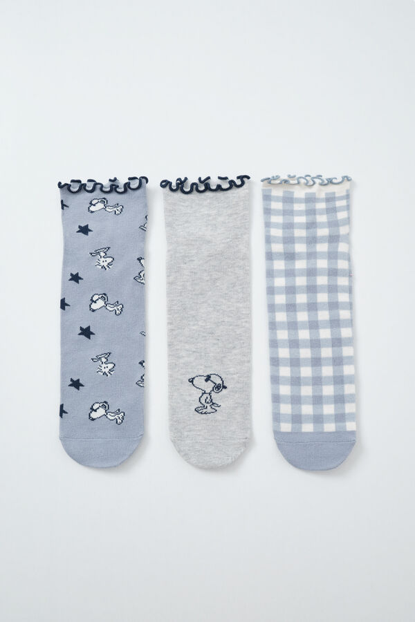 Women'secret Pack 3 calcetines cortos estampado Snoopy estampado