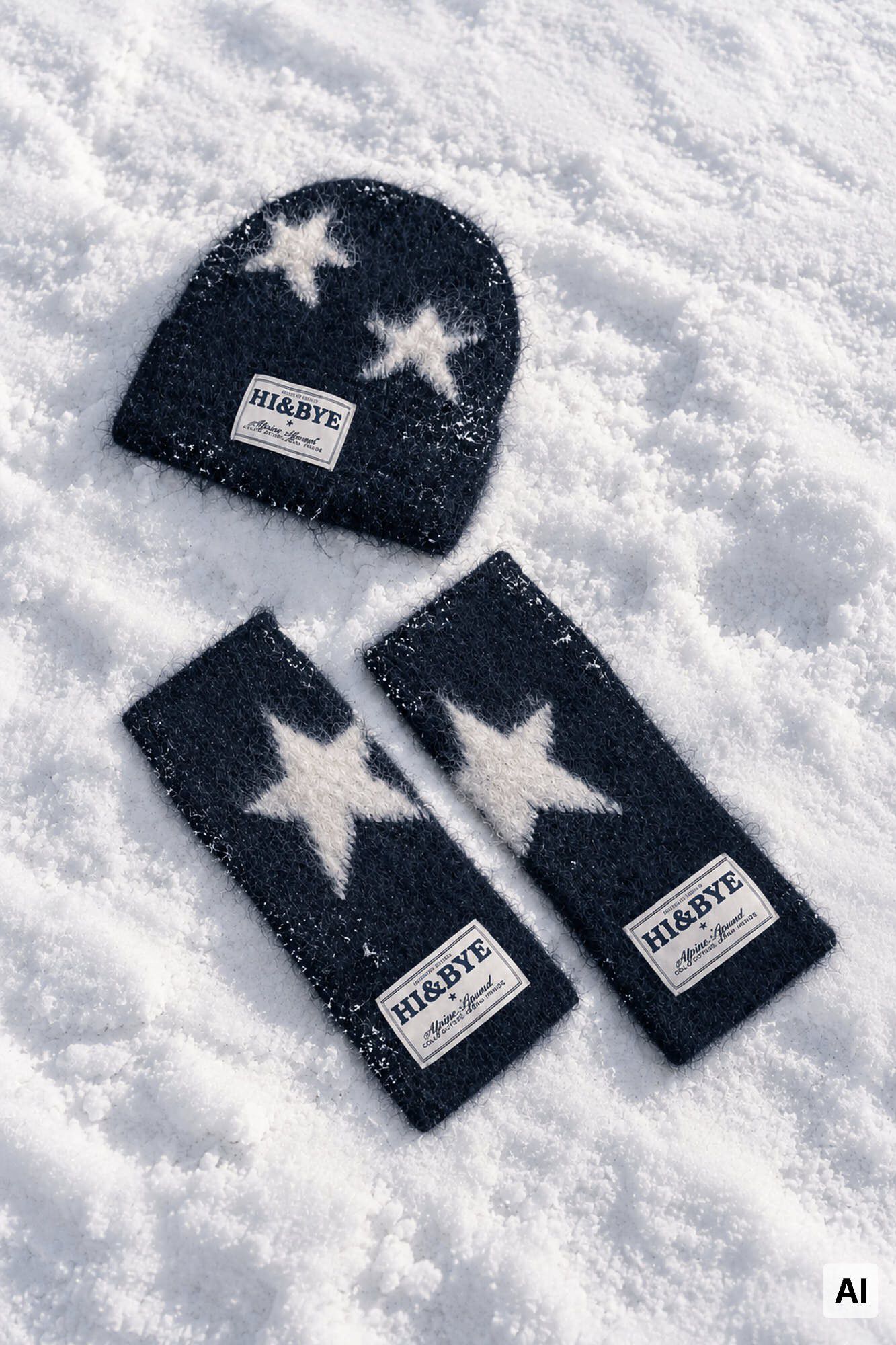 HI&BYE Guantes mitones estrella azul marino