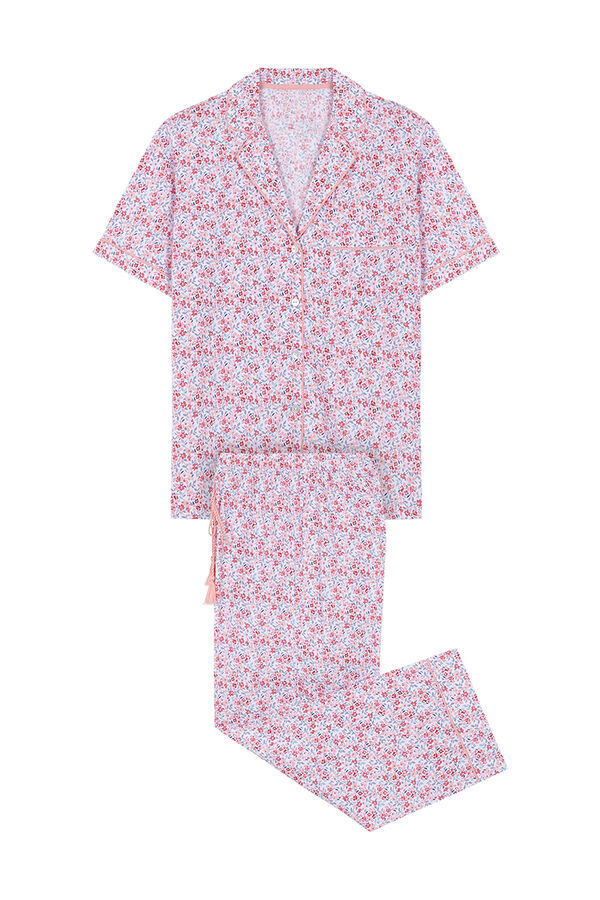 Womensecret Pijama camisera 100% algodón flores rosa rosa