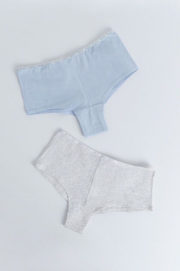 HI&BYE Pack de 2 panties bóxer azules y grises blanco