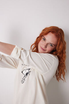 Womensecret Playera de manga larga 100% algodón de Snoopy marfil