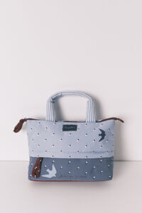 Women'secret Neceser grande estampado p&aacute;jaros azul