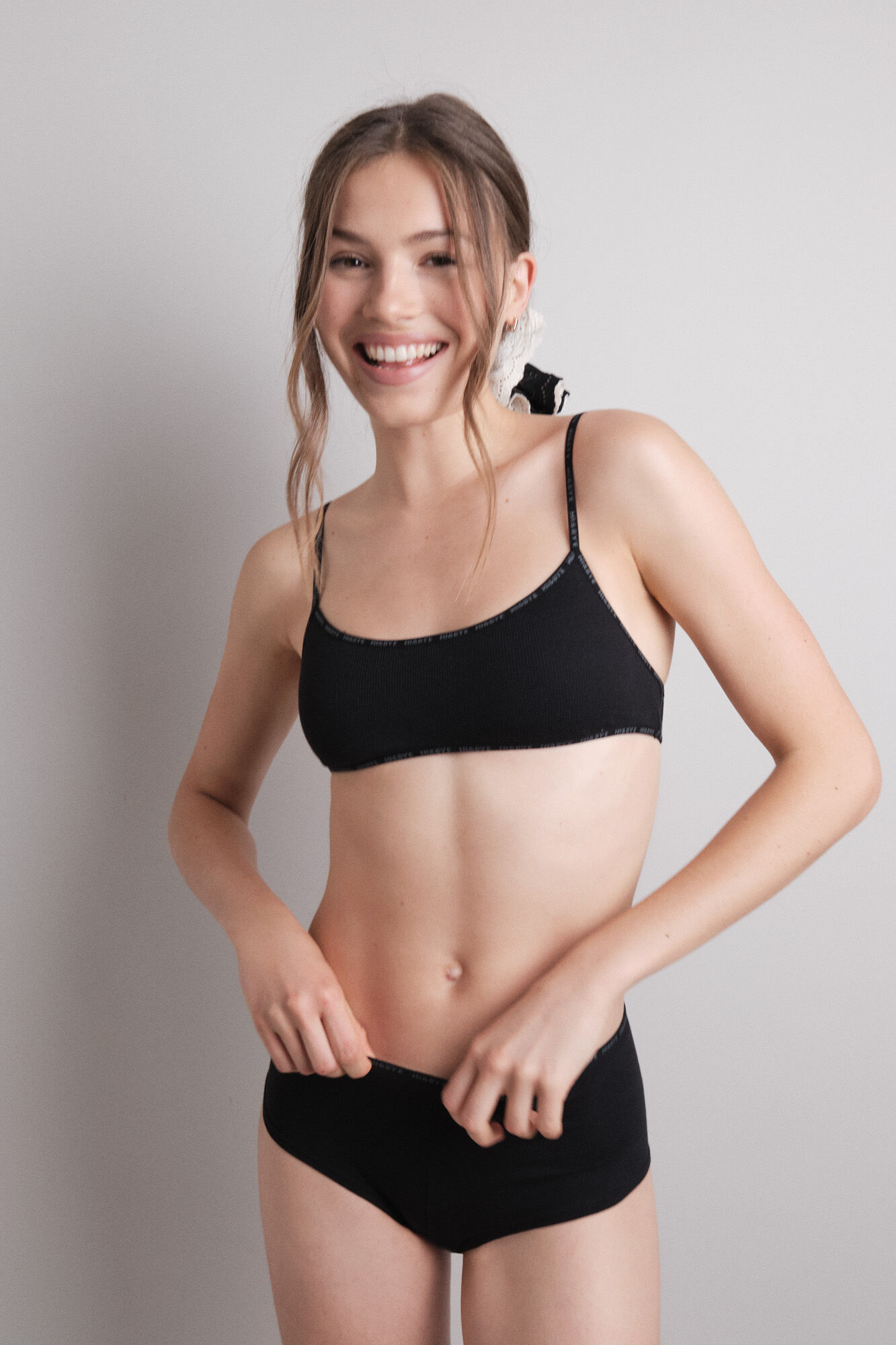 HI&BYE Brasier de algod&oacute;n negro con copas extra&iacute;bles