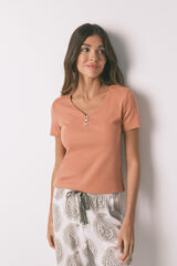 Women'secret Playera de panadero de algodón marrón naranja
