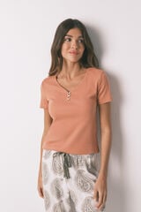 Women'secret Playera de panadero de algodón marrón naranja