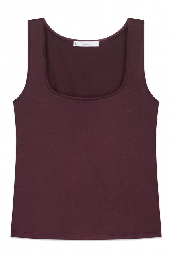 Women'secret Playera interior de viscosa burdeos p&uacute;rpura