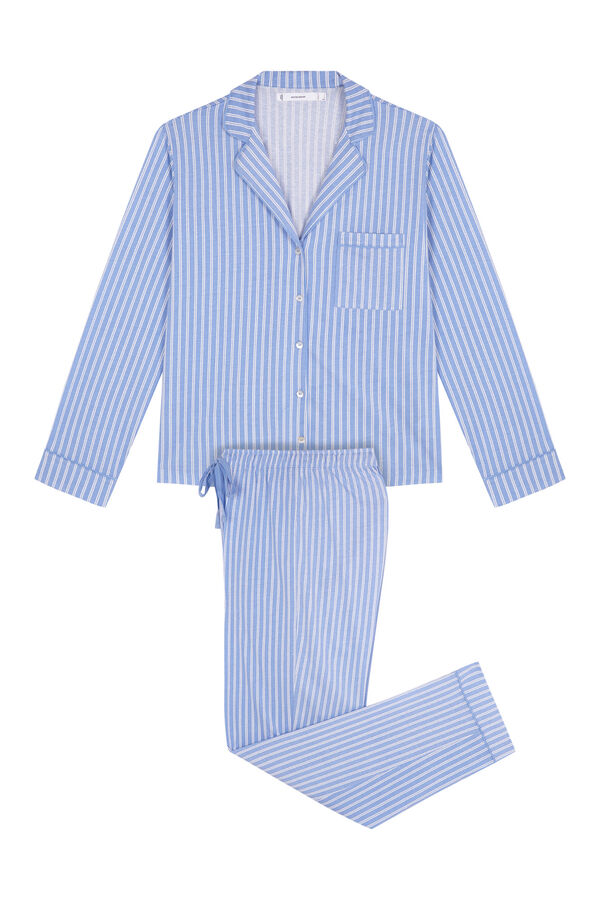 Women'secret Pijama camisera de rayas azules 100% algodón azul