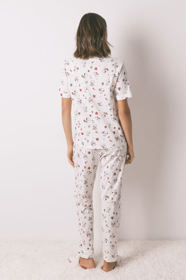 Women'secret Pijama larga camisera 100% algodón blanco Snoopy blanco