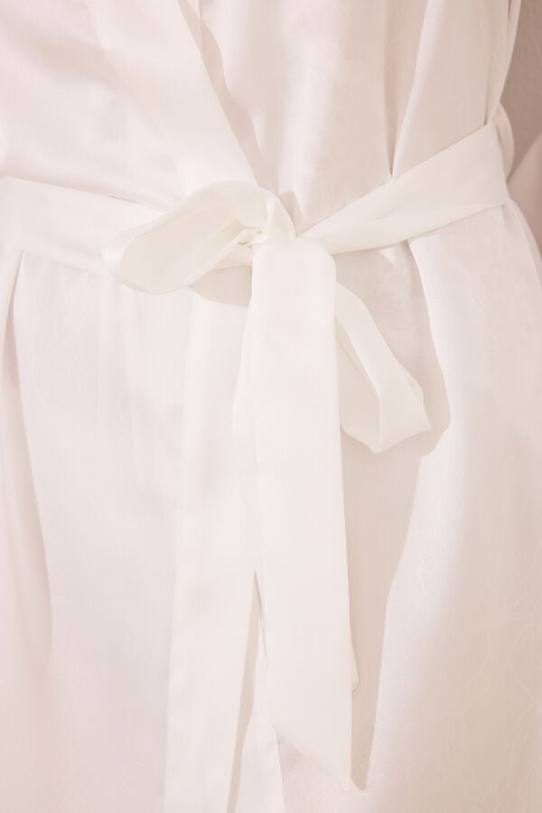Womensecret Bata midi satín blanca marfil