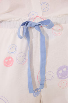 Womensecret Pijama camisera Smiley 100% algodón  marfil