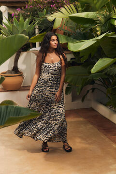 Womensecret Vestido largo negro volantes negro