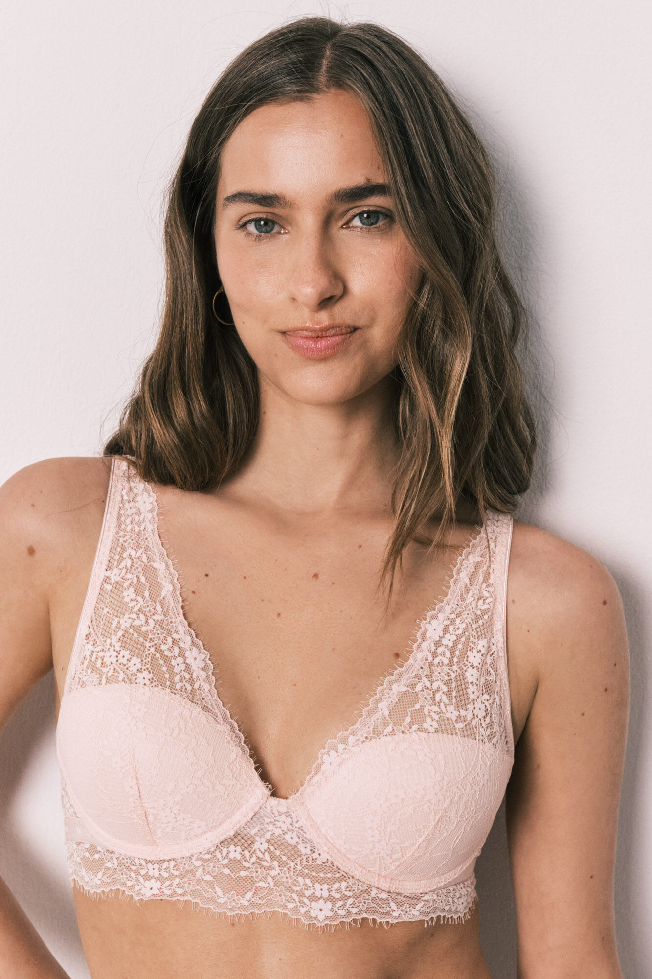 Women'secret Brasier halter con relleno de encaje rosa INTUITIVE