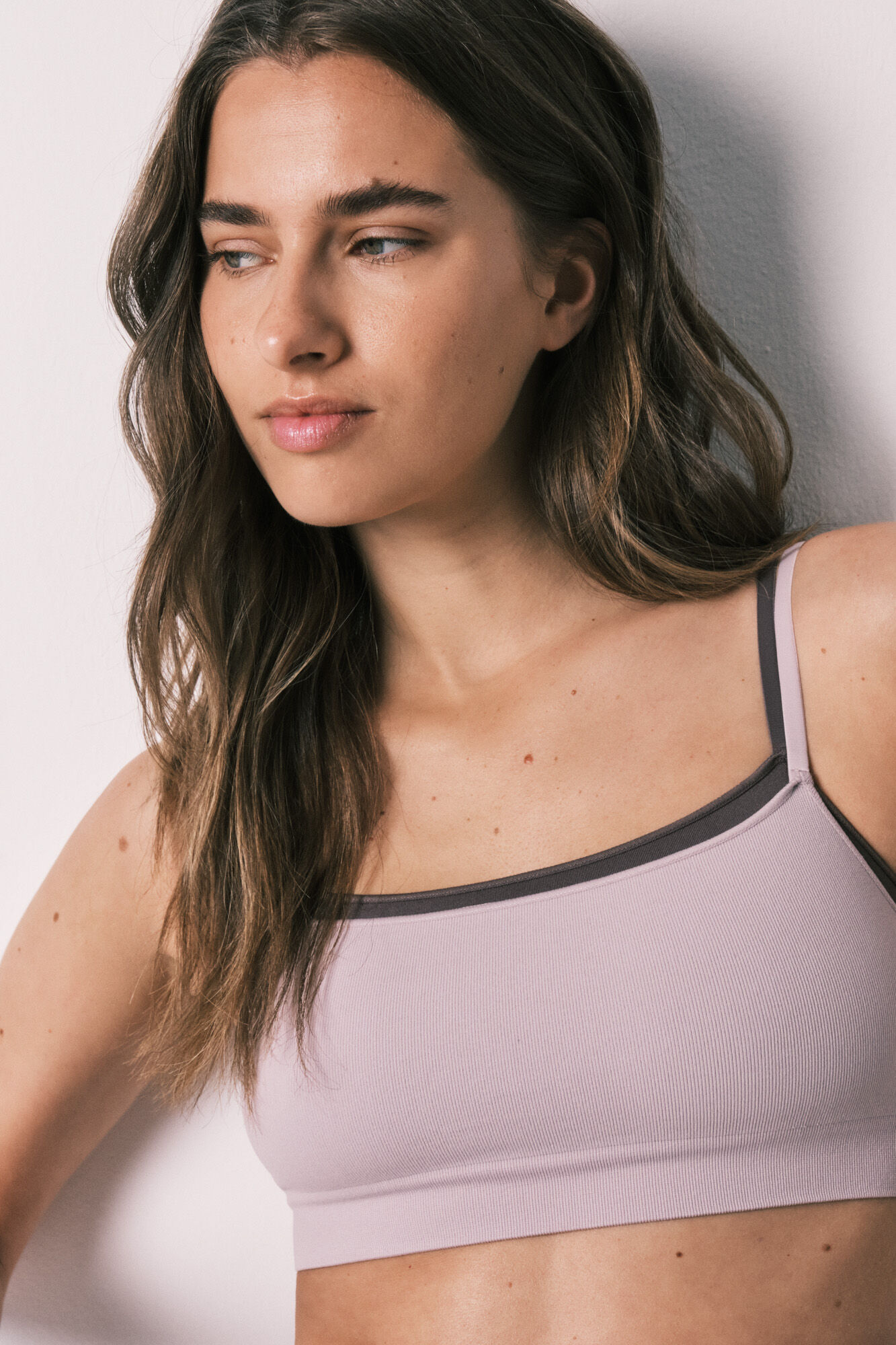 Women'secret Top sin costuras acanalado lila