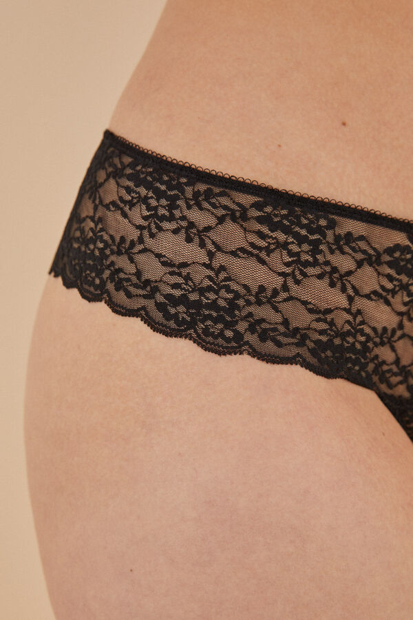 Womensecret Panty brasileño ancho encaje negro negro