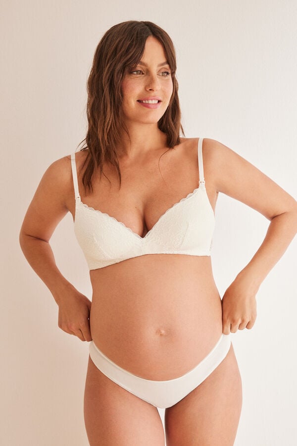 Womensecret Brasier lactancia 'maternity' triangular encaje blanco marfil