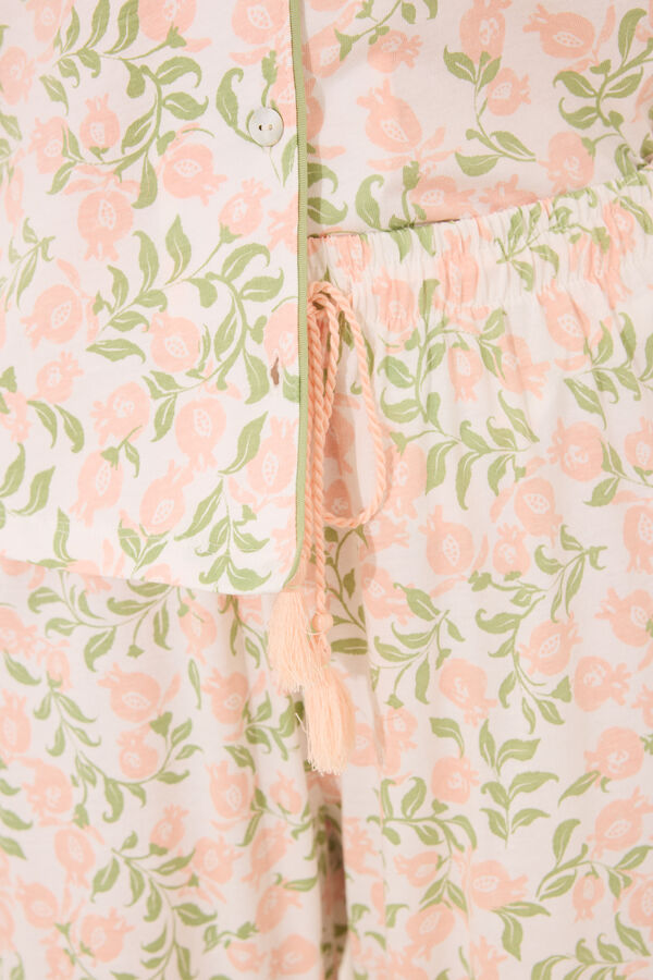 Womensecret Pijama camisera de algodón con estampado rosa rosa