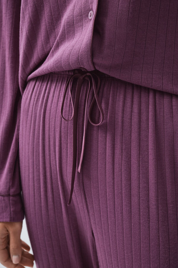 Women'secret Pijama larga camisera granate morado/lila