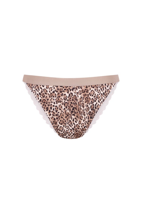 Women'secret Panty brasileño con estampado animal marrón  estampado