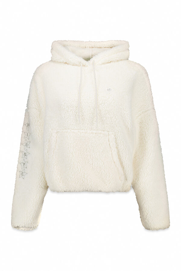 HI&BYE Sudadera blanca suave de borrego con logo. marfil