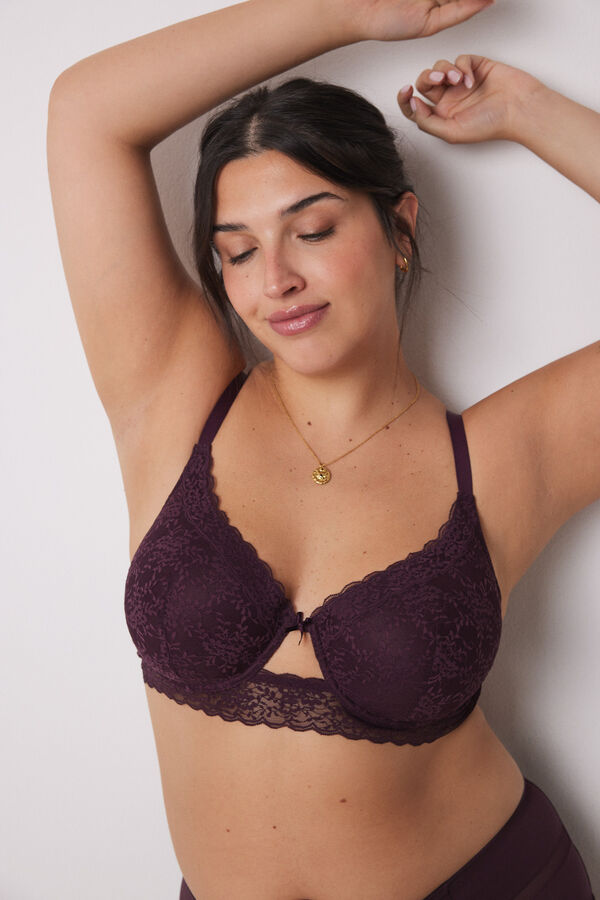 Womensecret BEAUTIFUL brasier clásico relleno encaje burdeos morado/lila