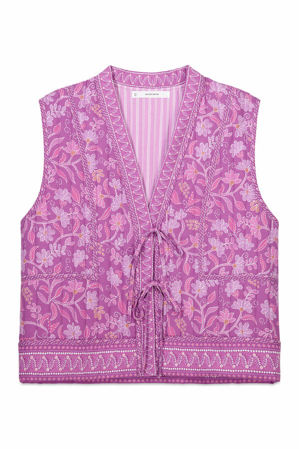 Womensecret Chaleco acolchado morado con estampado floral estampado