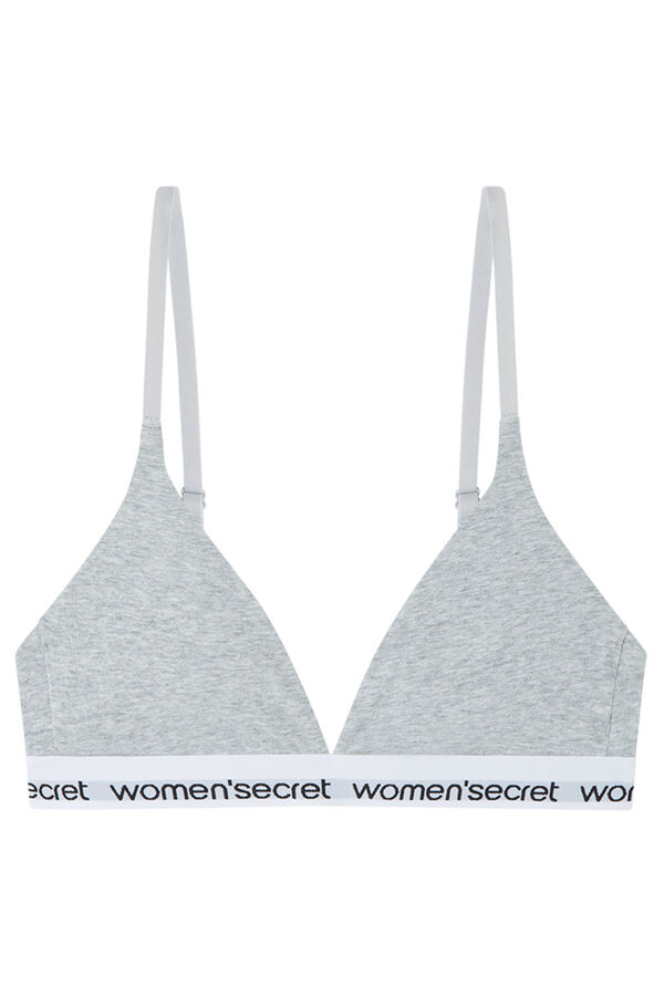 Womensecret Brasier triangular LOVELY de algodón con logo gris gris