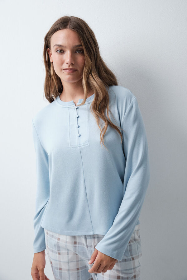 Women'secret Playera manga larga azul azul