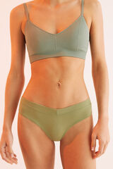 Womensecret Panty brasileño ancha microfibra verde kaki