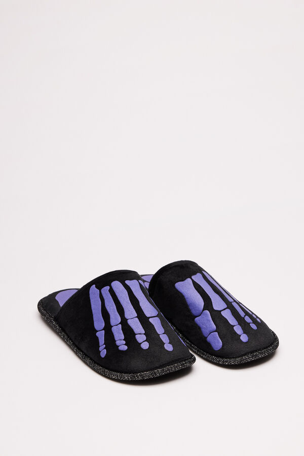 Womensecret Pantuflas esqueleto  negro