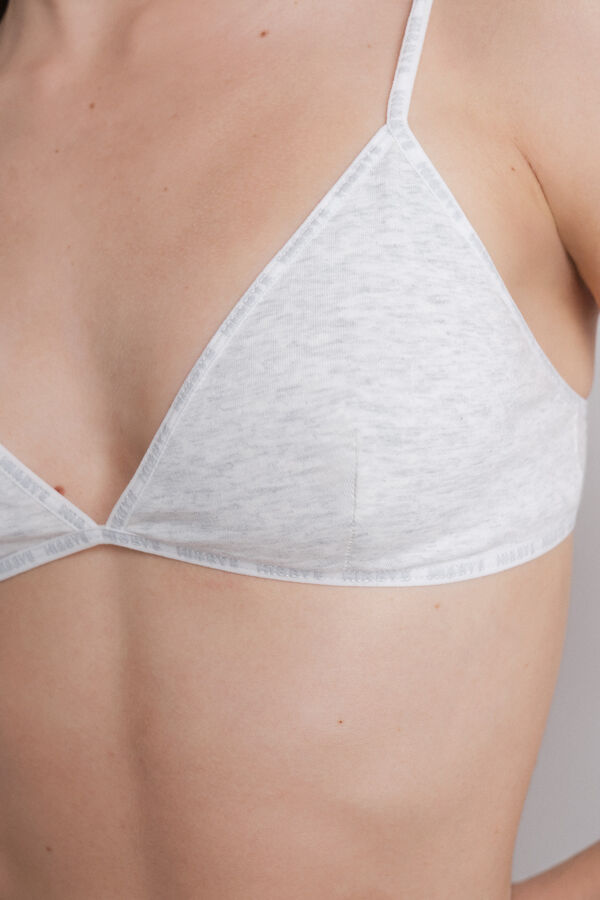 HI&BYE Brasier triangular de algodón con copas extraíbles gris. gris