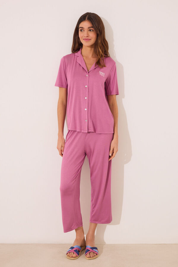 Womensecret Pijama camisera de viscosa rosa rosa
