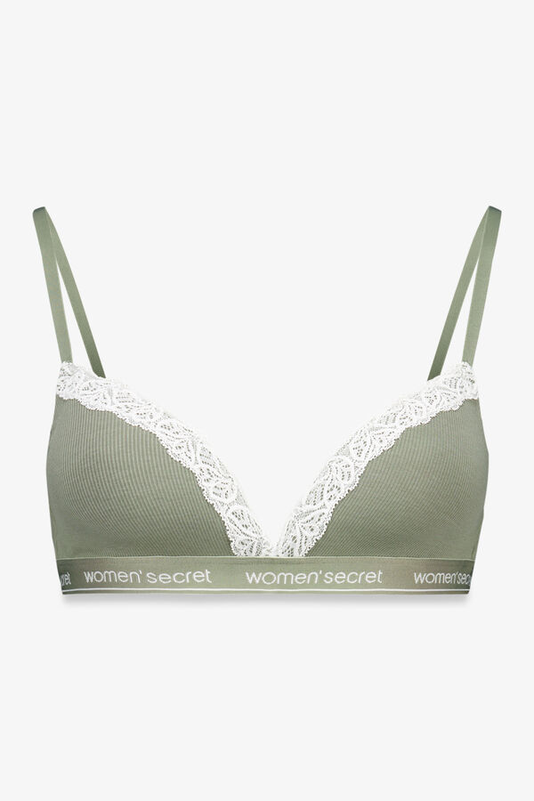 Women'secret Brasier triangular de algodón color caqui CHARMING kaki